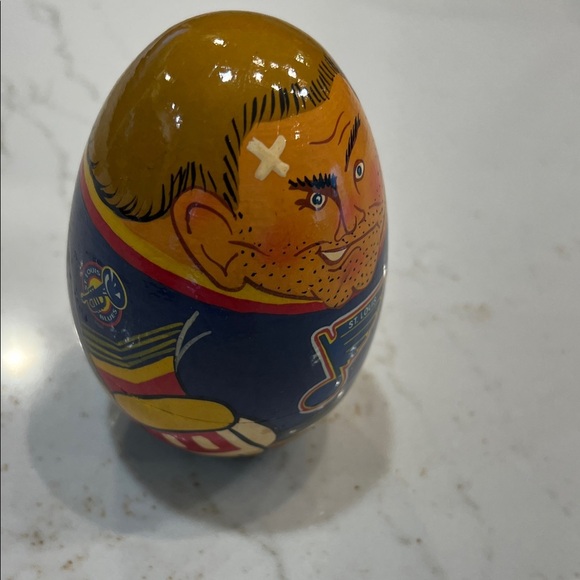 NHL St. Louis Blues STAN'KA Russian Wooden hand-painted Rocking Vintage doll - Picture 7 of 9